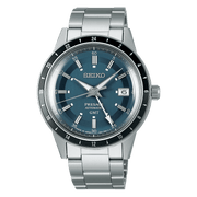 Cassa tonda in acciaio inox da circa 40,8 mm con vetro Hardlex a forma di scatola e spessore 14,3 mm del Seiko Presage Style 60's